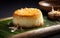 Bibingka - rice cake made with coconut milk is sitting on a leaf. AI generative. Asian Filipino dish