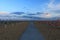 Bibione beach Italy with clear blue sky and sun umbrellas