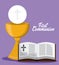 Bible book cross cup icon. Vector graphic