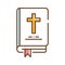 Bible color line icon. The account of God`s action in the world, and his purpose with all creation. Pictogram for web page, mobil