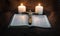 Bible, Crucifix and Two Candles