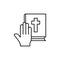 Bible, hand, swear icon. Simple line, outline vector religion icons for ui and ux, website or mobile application