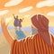 Bible Illustration. Abraham says goodbye to the Lot