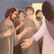 Bible Illustration about resurrection of Jesus Christ and appearance to disciples and apostles