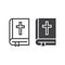 Bible line and glyph icon, easter and holiday