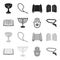 Bible, menorah, hamsa, orthodox cross.Religion set collection icons in black,monochrome style vector symbol stock