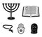 Bible, menorah, hamsa, orthodox cross.Religion set collection icons in black style vector symbol stock illustration web.