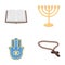 Bible, menorah, hamsa, orthodox cross.Religion set collection icons in cartoon style vector symbol stock illustration