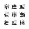 Bible narratives black glyph icons set on white space