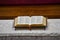 Bible in the pulpit of a church. Harlem, NYC