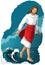 Bible story. Jesus walking on water. Vector cartoon christian illustration