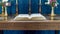 Bible on Wooden Altar