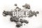 Bible word written in ash, dust and cross drawing as religion, a