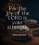 Bible words` For the Joy of the Lord is your strength  Nehemaih 8:10`