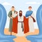 Biblical exodus israelites of Egypt of Old Testament, flat vector illustration.