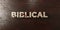 Biblical - grungy wooden headline on Maple - 3D rendered royalty free stock image