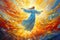 Biblical illustration of the Ascension of Jesus Christ - AI Generated