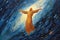 Biblical illustration of the Ascension of Jesus Christ - AI Generated