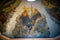 Biblical paintings in the temple. Bukovina in Ukraine