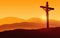 Biblical Silhouette Jesus Crucifixion Back View Golgotha