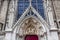 Biblical Statues Red Door Notre Dame Cathedral Paris France