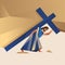 Biblical vector illustration. Way of the Cross or Stations of the Cross, Jesus carry his cross