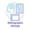 Bibliographic lifestyle blue concept icon. Information professional idea thin line illustration. Collecting and