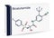 Bicalutamide molecule. It is nonsteroidal anti-androgen for prostate cancer. Skeletal chemical formula. Paper packaging for drugs