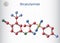 Bicalutamide molecule. It is nonsteroidal anti-androgen for prostate cancer. Structural chemical formula, molecule model. Sheet of
