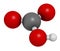 Bicarbonate anion, chemical structure. Common salts include sodium bicarbonate (baking soda) and ammonium bicarbonate. 3D