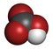 Bicarbonate anion, chemical structure. Common salts include sodium bicarbonate (baking soda) and ammonium bicarbonate. 3D