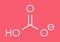 Bicarbonate anion, chemical structure. Common salts include sodium bicarbonate baking soda and ammonium bicarbonate. Skeletal.