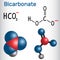 Bicarbonate anion HCO3 - structural chemical formula and mol