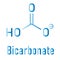 Bicarbonate anion skeletal formula, chemical structure. Flat design