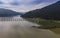 Bicaz lake and viaduct, aerial view.