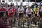 Bicester, UK - October 2021: Competitors line up at the start of the Womens Tour a cycle race in the UK