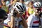 Bicester, UK - October 2021: Competitors line up at the start of the Womens Tour a cycle race in the UK