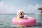 Bichon Summer: A Playful Dog Enjoying The Sun and Sea on a Vibrant Beach Float - Generative AI