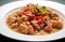Bicol express - a spicy stew with pork, shrimp paste, and chilies, AI generative Filipino dish