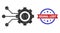 Bicolor Grunge Seal with Gear Connectors Polygonal Lowpoly Icon
