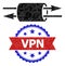 Bicolor Textured Stamp Badge with VPN Pipe Polygonal Lowpoly Icon