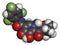 Bictegravir antiviral drug molecule. 3D rendering. Atoms are represented as spheres with conventional color coding: hydrogen .