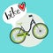 Bicycle with bike love message flat design vector