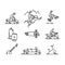 Bicycle. Bike types icon vector. Cycling set. Thin line icons.