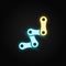 Bicycle, chain neon icon. Blue and yellow neon vector icon