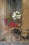 Bicycle, cinque terre, liguria, italy, ocher-colored house wall with window, grille, flowers