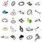 Bicycle club icons set, isometric style
