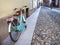 bicycle on cobblestone street in Pavia city