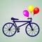 Bicycle with colorful balloons. The bicycle industry. Special offer bike shop