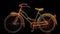 Bicycle covered with colorful glowing particles Generative AI